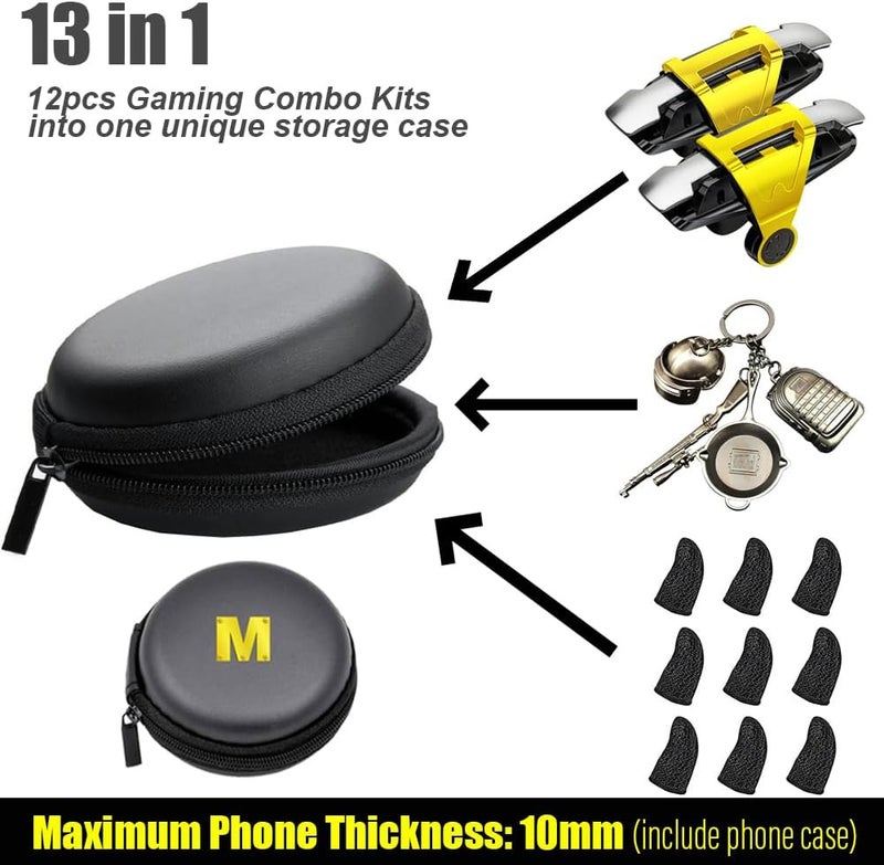 Mikirini 13 in 1 Mobile Phone Game Controller for PUBG/Knives Out/Call of Duty Mobile, Cell Phone L1R1 Triggers for iPhone and Android Phones w/ 9 pcs Mobile Game Finger Sleeves Gloves - Image 2